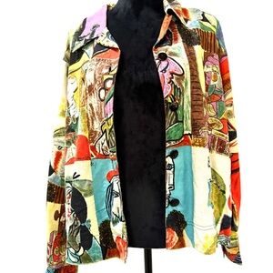 Kaktus Vintage Art to Wear Picasso Jacket, Size XL